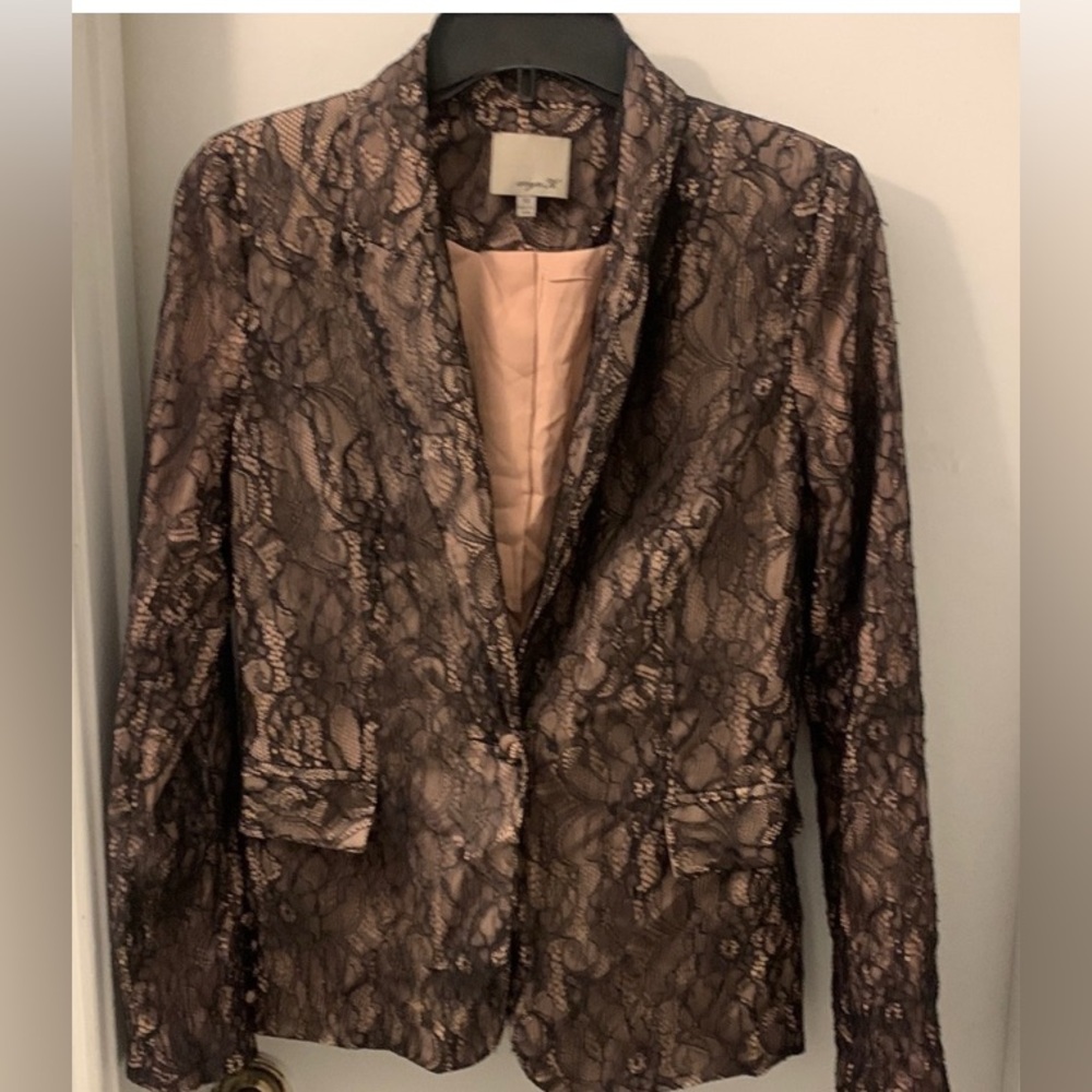 Aryn K. Black Lace Nude Illusion Blazer (Size Medium)